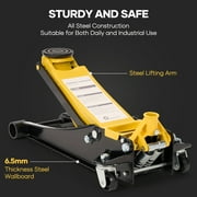 Naipo 3 Ton Low Profile Floor Jack, Dual Piston Hydraulic Pump, Heavy Duty All Steel Construction, Lifting Range 2.8-19.7, Use for Car, SUV, Mini RV, Light Truck, Yellow