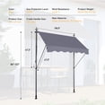 thumbnail image 3 of Lisonu Manual Retractable Patio Awning, 118 in, UV-Resistant Polyester Sun Shade with No-Drill Installation, Grey, 3 of 10