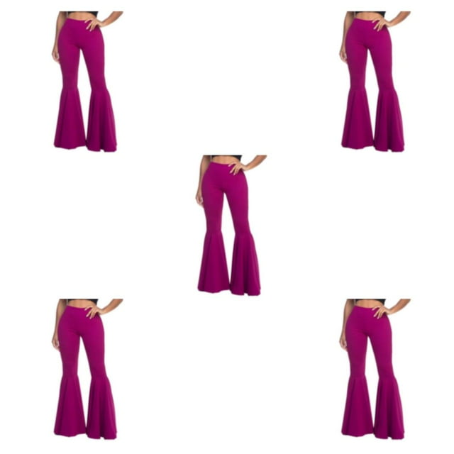 Maytalsory Large Application Haut de la Taille Cloche Bas Extensible Léger Pantalon Confortable Violet XXL 5Set
