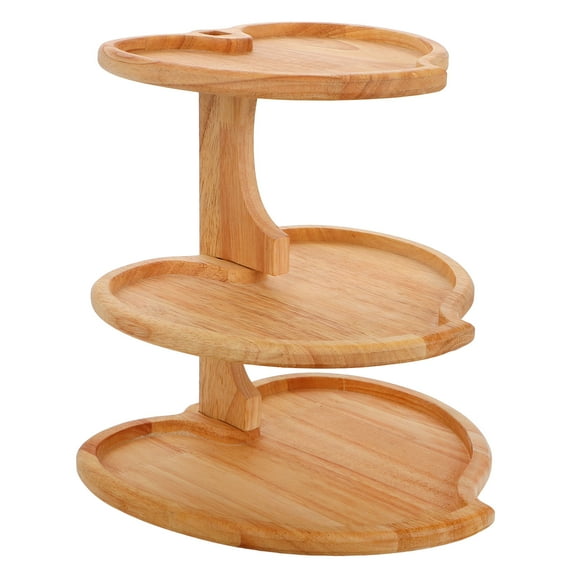 WEUVEB Tiered Cake Stand 3 Tier Bamboo Wood Serving Trays Elegant Design For Seasonal Fall Decor Home Users 1Pcs