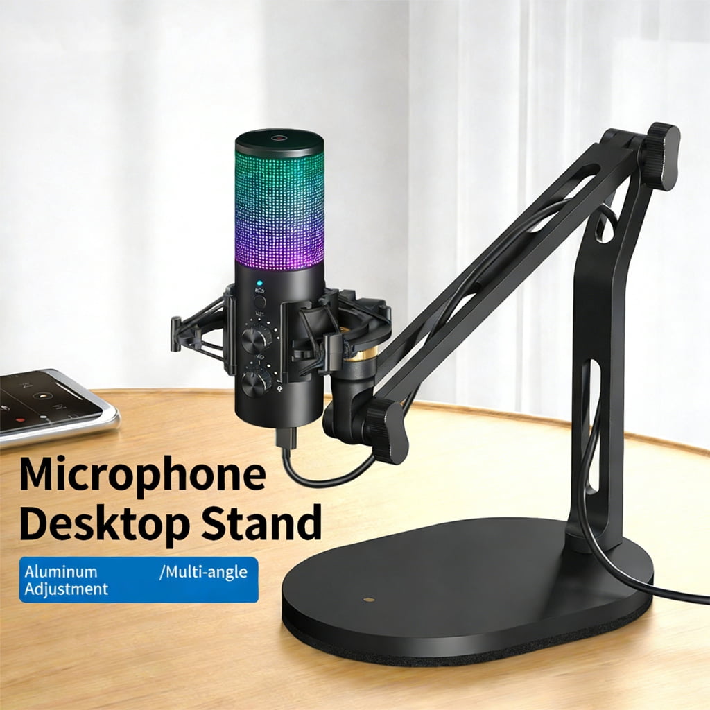 7829 Professional Microphone Stand Compatibles 5/8Inch 3/8Inch Adapters for Flexible Three Point Adjustment in Podcasts