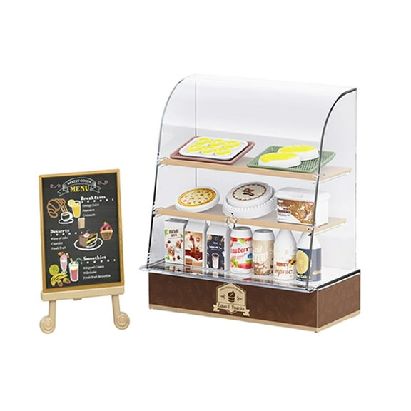 Plastic Miniature Bakery Shop Scene Decoration Set with Cake Display and Play Food Toy for Craft Model Project Display