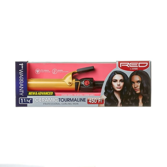 KISS - RED 1 1/4' CERAMIC TOURMALINE CURLING IRON