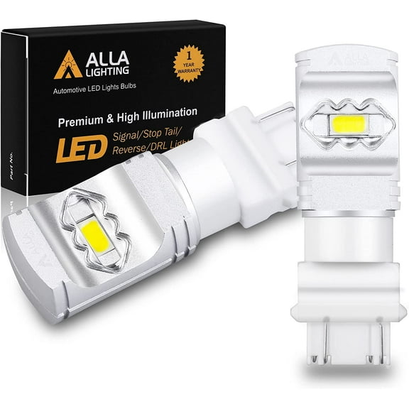 Alla Lighting 3800lm T25 3156 3157 White LED Bulbs Bright 3056 3057 3457 3157 LED Bulb 6000K Xenon LED Bulb for Turn Signal Lights, Back-Up Reverse Lights, DRL, Brake Lights Stop Light Tail Light(2pc)