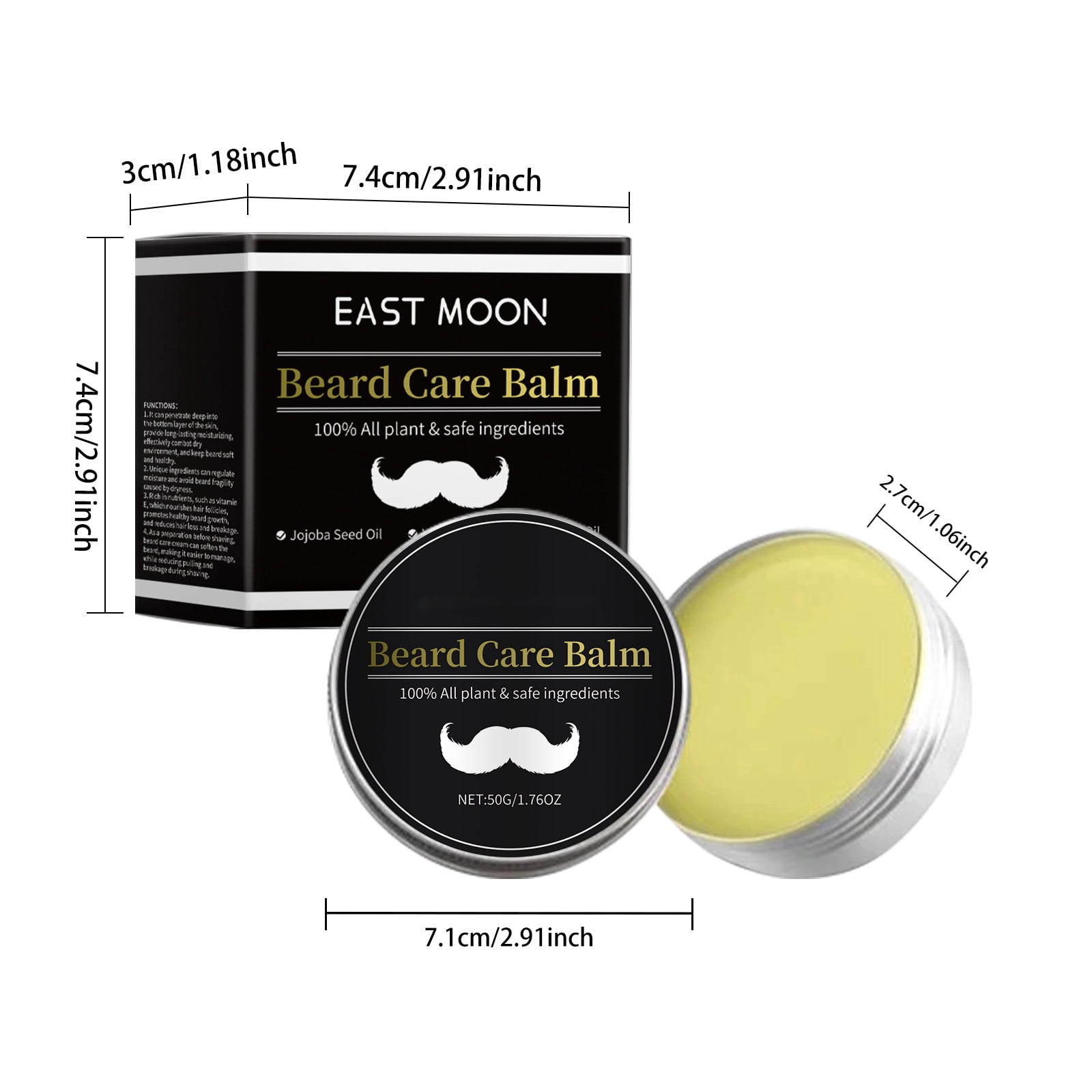 Alvantor Beard Balm for Men, Style for All Beard Types, 1.76oz