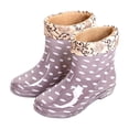 thumbnail image 2 of Womens Polka Dot PVC Waterproof Mid Calf Rain Boots, Floral Cuff Lined, Soft Warm Interior, Pull On Casual Rain Shoes for Daily Outdoor Indoor Wear Gray E, 2 of 7