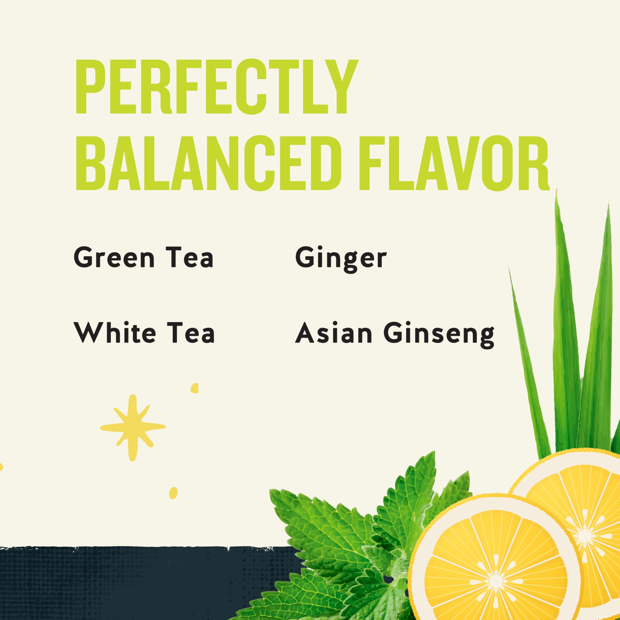 Honey Lemon Ginseng Green Tea, Caffeinated, 20 Tea Bags Box, (Pack of 6)