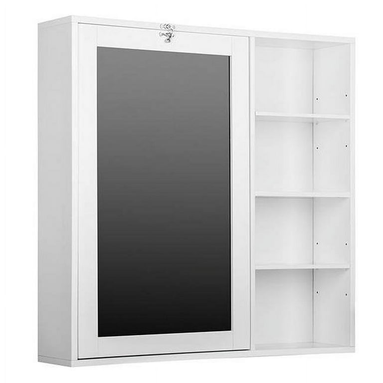 Fold-Out Wall Mount Desk with Storage Cabinet and Shelves, White Fold-Out Wall Mount Desk with Storage Cabinet and Shelves, White