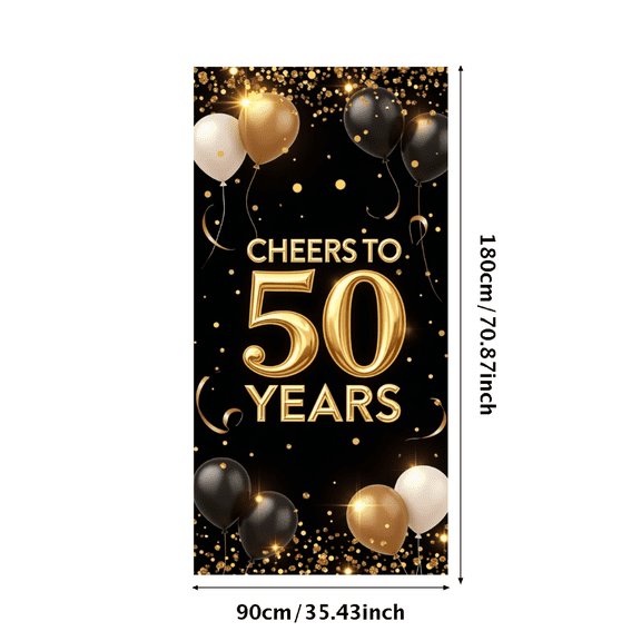 LUUFILx Golden 50th Anniversary Celebration Backdrop Banner for Party Decorations Event Supplies Birthday Background Photography Props Milestone Decor Festive