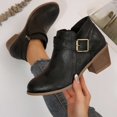 thumbnail image 2 of SKIYLEVZ Ankle Boots for Women Winter Boots Side Zip Chunky Booties Slip On Comfortable Casual Dressy Boots Faux Suede Ankle Boots Wide Width Available, 2 of 10