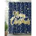 thumbnail image 2 of Merry Christmas Blue Shower Curtain Set, Waterproof Shower Curtains for Bathroom, Xmas Snowflakes Polka Dot New Year Washable Fabric Cloth Bath Curtain for Bathtub Decoration with Hooks 54x78 Inches, 2 of 6
