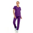 thumbnail image 4 of Hey Collection Womens Stretch Colorful Cargo Mock Neck Scrubs Set, Medical Nursing Tops with Four Pocket Scrubs Straight Leg Pants, 4 of 5