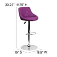 thumbnail image 6 of Emma + Oliver Purple Vinyl Diamond Pattern Back/Bucket Seat Adjustable Barstool, 6 of 12