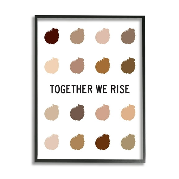 Stupell Industries Together We Rise Inspirational Phrase Neutral Tone Marks Black Framed, 11 x 14, Design by Tenisha Proctor