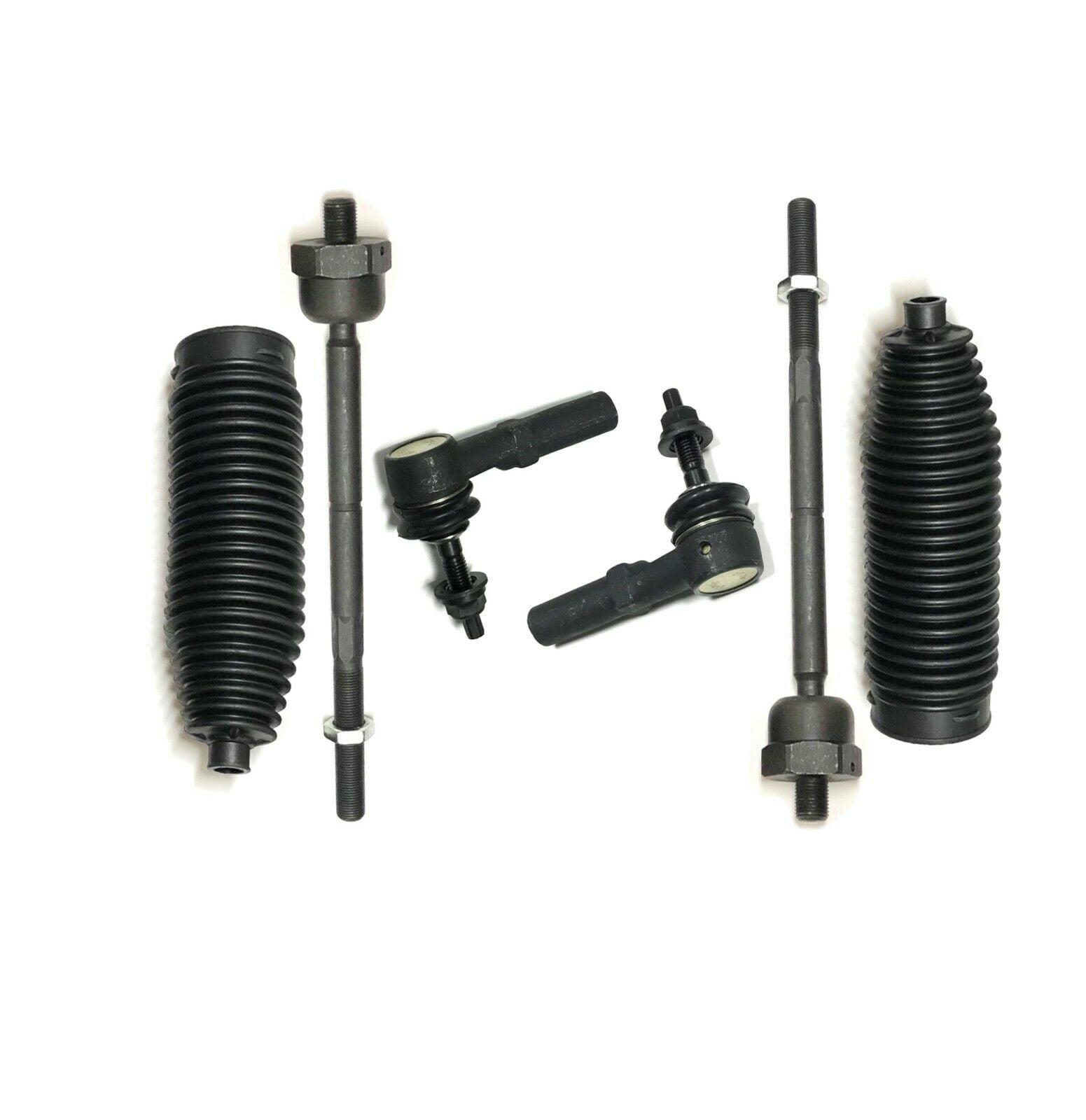 6 Pc Steering Kit Inner & Outer Tie Rod Ends, Rack and Pinion Bellows