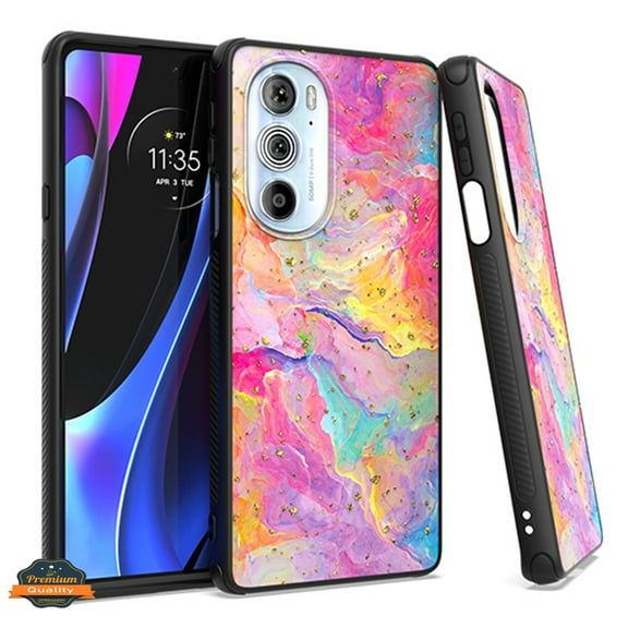 Xpression Cover for Motorola Moto G 5G 2022 Marble Fashion Stone Stylish Flake Glitter Bling Hybrid Ultra Slim Glossy TPU Rubber Hard PC Phone Case - Marble Rainbow