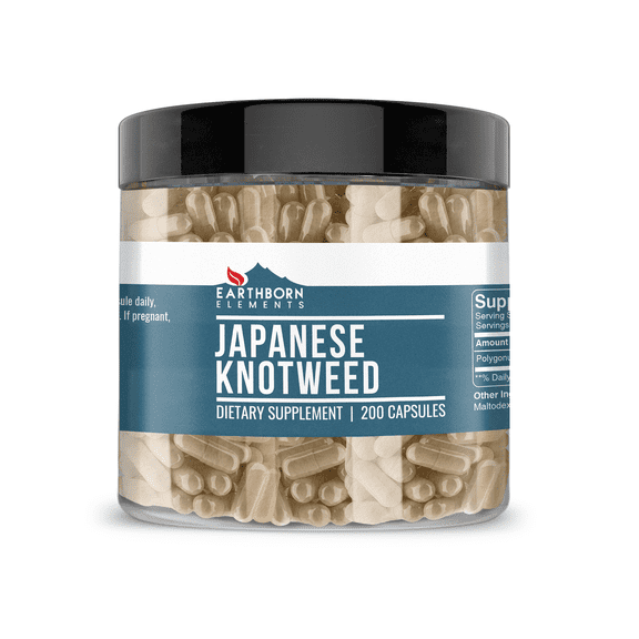 Earthborn Elements Japanese Knotweed Extract 200 Capsules, Pure & Undiluted, No Additives