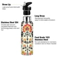 thumbnail image 3 of Yayeee 20oz Insulated Water Bottle Double Wall Stainless Steel with Flip Straw Lid, Beige Floral, 3 of 7