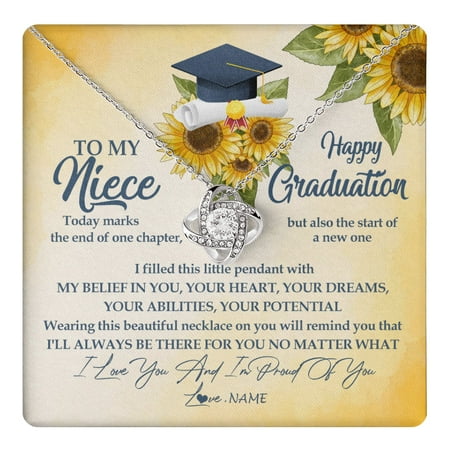 Niece Graduation Necklace, White Love Knot Necklace
