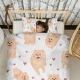 thumbnail image 3 of Pomeranian Dogs with Hearts Duvet Cover and Pillowcase Set for Single Bedding, Bedroom Accessories for Kids Teens, 3 of 5