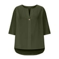 thumbnail image 6 of Timegard 3/4 Length Sleeve Women Tops Button Loose Lightweight Blouse Summer Casual Tee Shirts Tops, 6 of 9