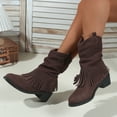 thumbnail image 4 of SKIYLEVZ Ankle Boots for Women Winter Boots Faux Suede Ankle Boots Wide Width Available Side Zip Chunky Booties Slip On Comfortable Casual Dressy Boots, 4 of 9