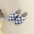 thumbnail image 3 of Mosey 1 Pair Cozy Checkerboard Cotton Slippers Warm Soft Non-Slip Unisex Thickened Bottom Cotton Shoes Home Supply, 3 of 8