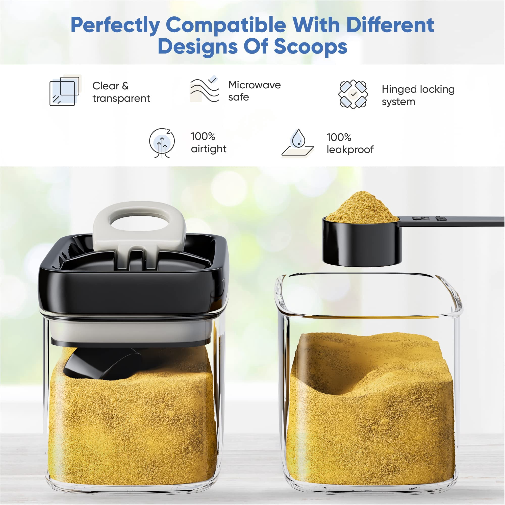 Airtight Food Storage Containers Pack of 6 - 1.0l Kitchen Pantry Canisters