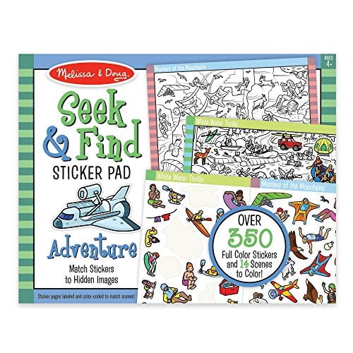 Melissa & Doug Seek and Find Sticker Pad – Aventura (400+ pegatinas, 14 escenas para colorear)