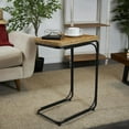 thumbnail image 2 of DecMode 18" x 26" Brown Dried Plant Handmade Coiled C-Shaped Accent Table with Black Metal Legs, 1-Piece, 2 of 9