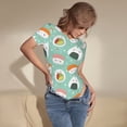 thumbnail image 5 of Balery Kawaii Sushi Women's Short Sleevee Crew Neck Bodysuit Tops Short Sleeve Tops Basic-Small, 5 of 9
