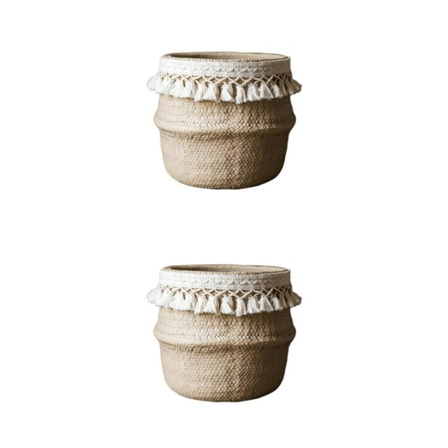 Decodeary Seagrass Wickerwork Basket Non Toxic Easy Installation And Application Wickerwork Basket Rattan Type 1 2Set