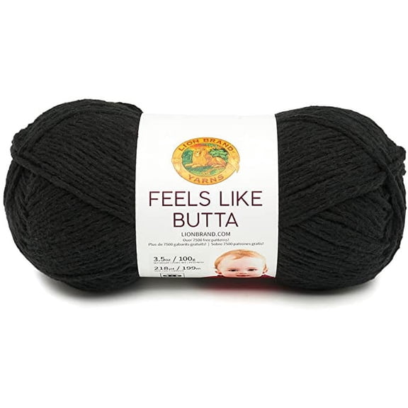 Lion Brand Yarn Feels Like Butta Yarn, Black