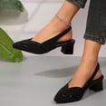 thumbnail image 6 of Dakaela Kitten Heels for Women Rhinestone Closed Pointed Toe Chunky Heeled Sandals Sparkly Slip on Wedding Bride Dress Pumps Shoes Black 6.5, 6 of 9