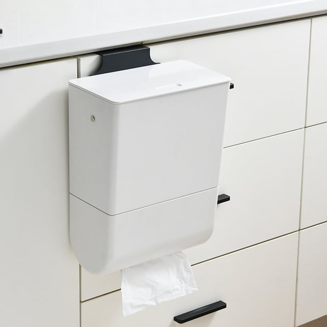 Cubo de Basura Montado en Pared con Tapa, Gran Carga, Cubo de Basura, de Presión, Bolsa de Basura Fija para Basura Doméstica de .2x13.2x32.5cm Baoblaze Basura