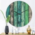 thumbnail image 2 of Designart 'Green and Blue Painted Wooden Planks ' Farmhouse Wood Wall Clock, 2 of 5