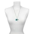 thumbnail image 3 of Delight Jewelry Acrylic 1.25" Teal Megaphone Silvertone Guardian Angel Bar Charm Necklace, 23", 3 of 4