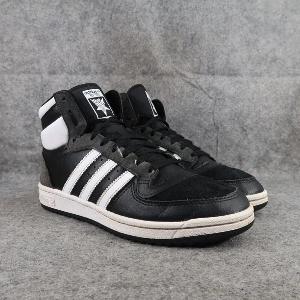 Ad-id-as Shoes Mens 8.5 Sneakers Top Ten Hi Black White Leather Basketball Casual
