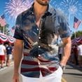 thumbnail image 2 of Leey-World V-Neck T-Shirts Men, 250 Years America Short Sleeve Button Up USA Memorial Day Shirts(Dark Blue,L), 2 of 8