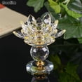 thumbnail image 6 of HYwys Crystal Glass Block Lotus Flower Metal Candle Holders Feng Shui Home Decor Big Tealight Candle Stand Holder Candlesticks (Clear B), 6 of 7