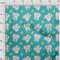 thumbnail image 3 of oneOone Polyester Spandex Turquoise Blue Fabric Asian Kawaii Rabbit Sewing Craft Projects Fabric Prints By Yard 56 Inch Wide, 3 of 4