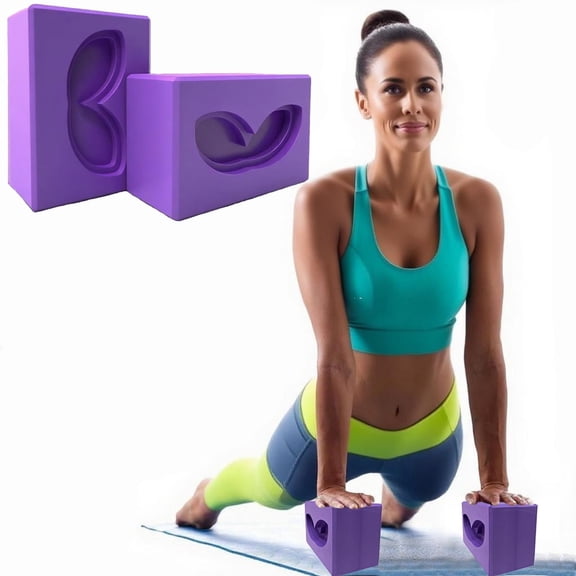 2 Pcs Large Yoga Blocks Rabbit ear groove shape- Supportive Latex-Free Eva Foam - Soft Non-Slip Surface with Beveled Edges for Yoga, Pilates, Meditation - Yoga Accessories for Stability, Balance