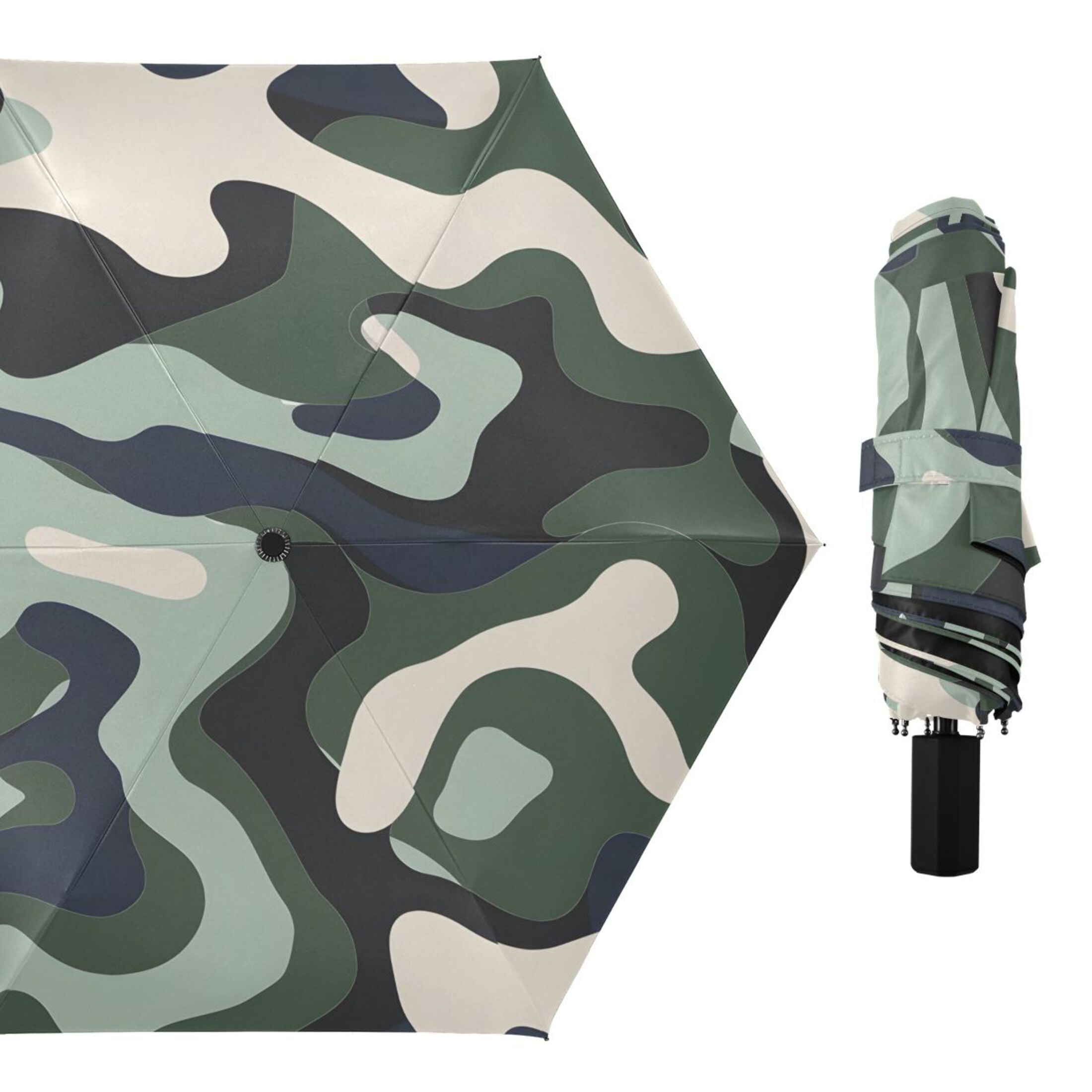 ALAZA Green Graffiti UPF 50+ Compact Folding Umbrella for Rain Travel Umbrella Packable