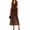 Brown, variant on Women Patchwork Office Lady 2 Pieces Set Sleeveless V Neck Blazer Vest and Long Mesh Skirt