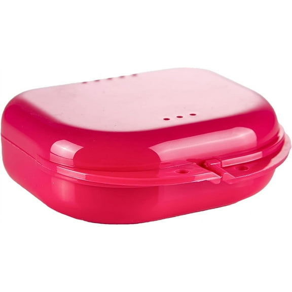 Braces Storage Box, Plastic Retainer Box, Mouth Guard Retainer Case, Retainer Container, Retainer Case with Vent Holes, 2 Pack (Red)