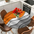 thumbnail image 2 of Orange Grey Ombre Fitted Tablecloth with Elastic Edged, Round Table Cloth for Dining Table, Modern Geometric Abstract Aesthetics Cream Waterproof Oil Proof Table Cover for Indoor Outdoor 45"-54", 2 of 9