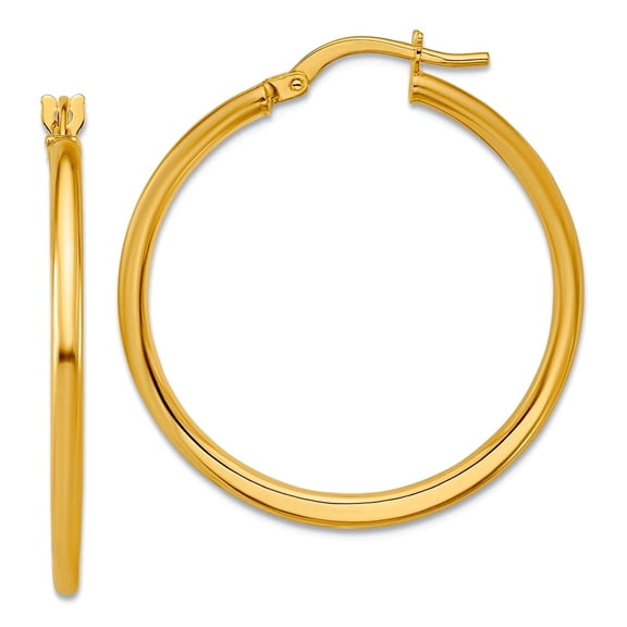 10k Solid Yellow Gold Polished Round Hoop Earrings 30x30mm Wide 1.5mm Thick Hoop Earring for Women