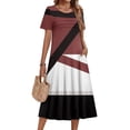 thumbnail image 2 of CHIUNL Midi Summer Dress for Women, Round Neck Short Sleeve Geometric Patchwork Dress, Casual Butterfly & Floral Print A-Line Swing Dress, Elegant Fashion Outfits for Women (Black XL), 2 of 8