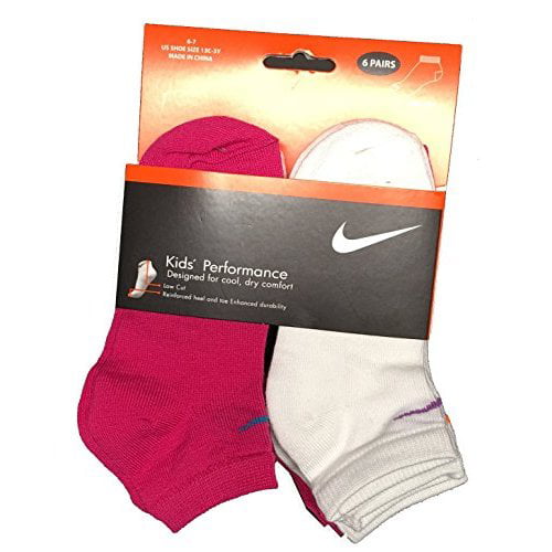 Nike Nike Swoosh Low Cut 6 Pairs Socks Girl S Pink White Sock Size 6