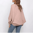thumbnail image 4 of Women's Oversized Crewneck Sweater Batwing Puff Long Sleeve Cable Slouchy Pullover Jumper Tops, 4 of 4